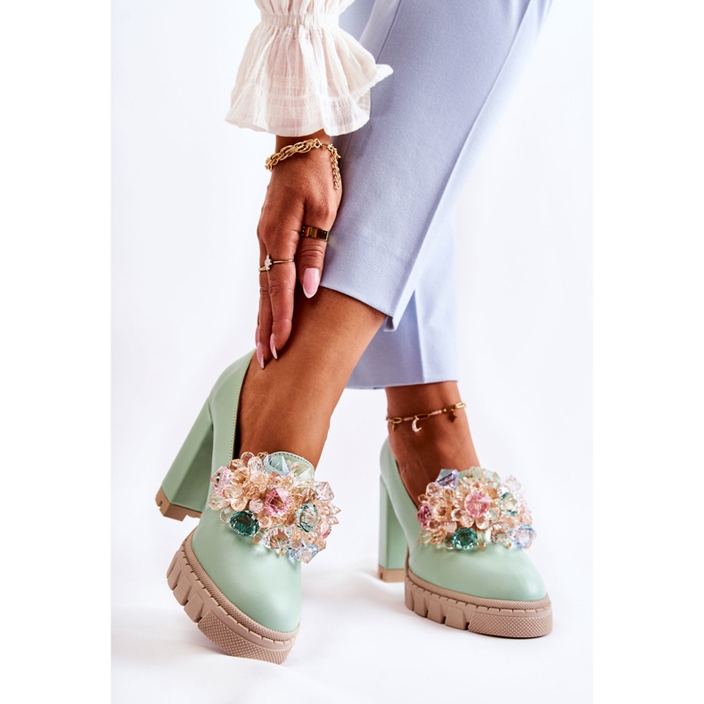 PA2 Elegant Pumps With Smooth Green Caterine Ornament 2