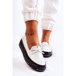 Vinceza Women's Lacquered Loafers On Wedge White Frilly 1 Vinceza Women's Lacquered Loafers On Wedge White Frilly 1