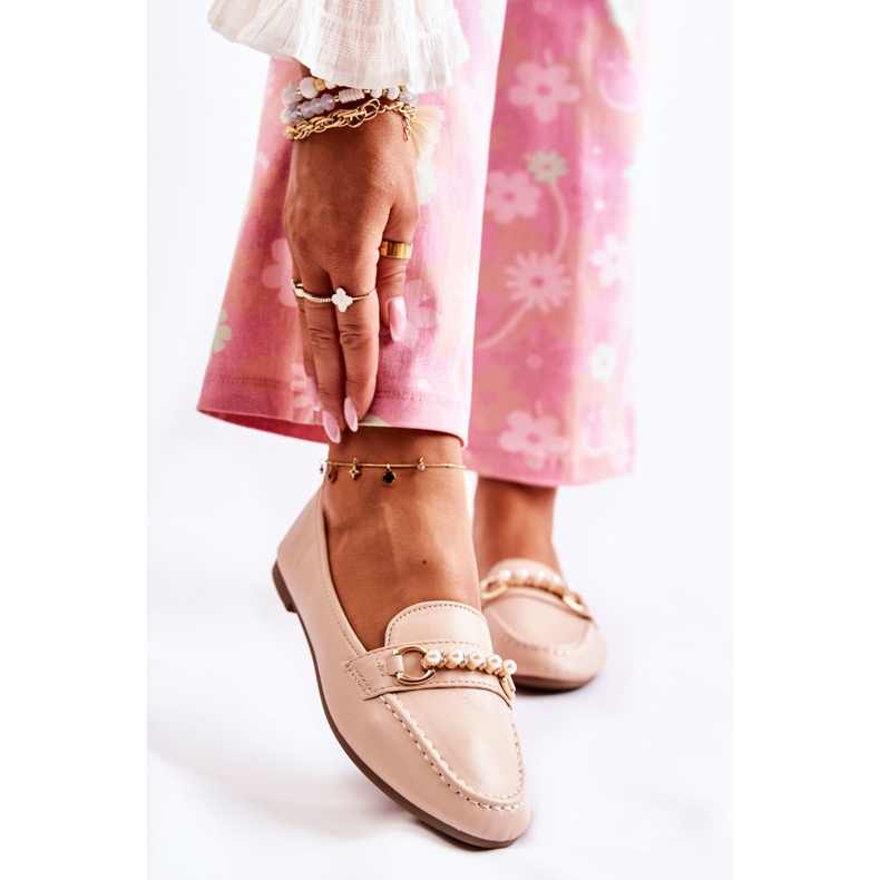 PG1 Women's Loafers With Decorative Pearls Beige Sergia 1 PG1 Women's Loafers With Decorative Pearls Beige Sergia 1