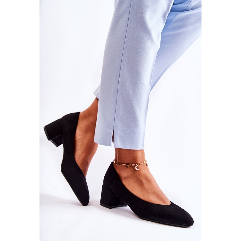 Suede Pumps On Low Heel Black Torino 1