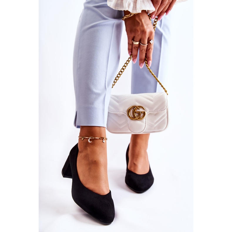 Suede Pumps On Low Heel Black Torino 2