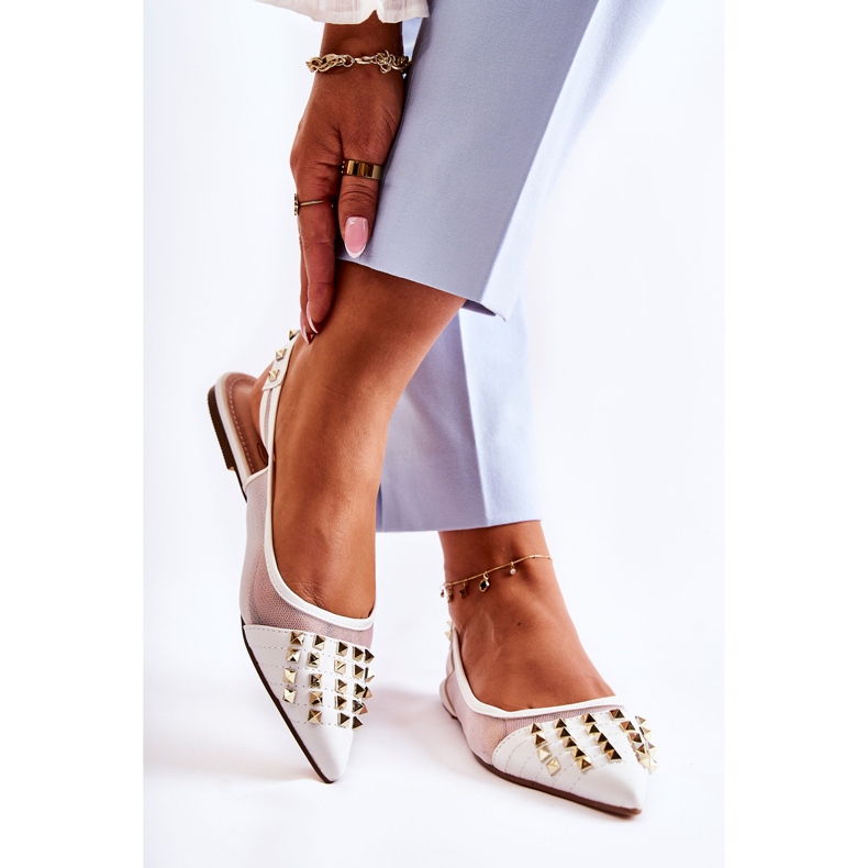 Women's Ballerinas With Studs White Kinley 2