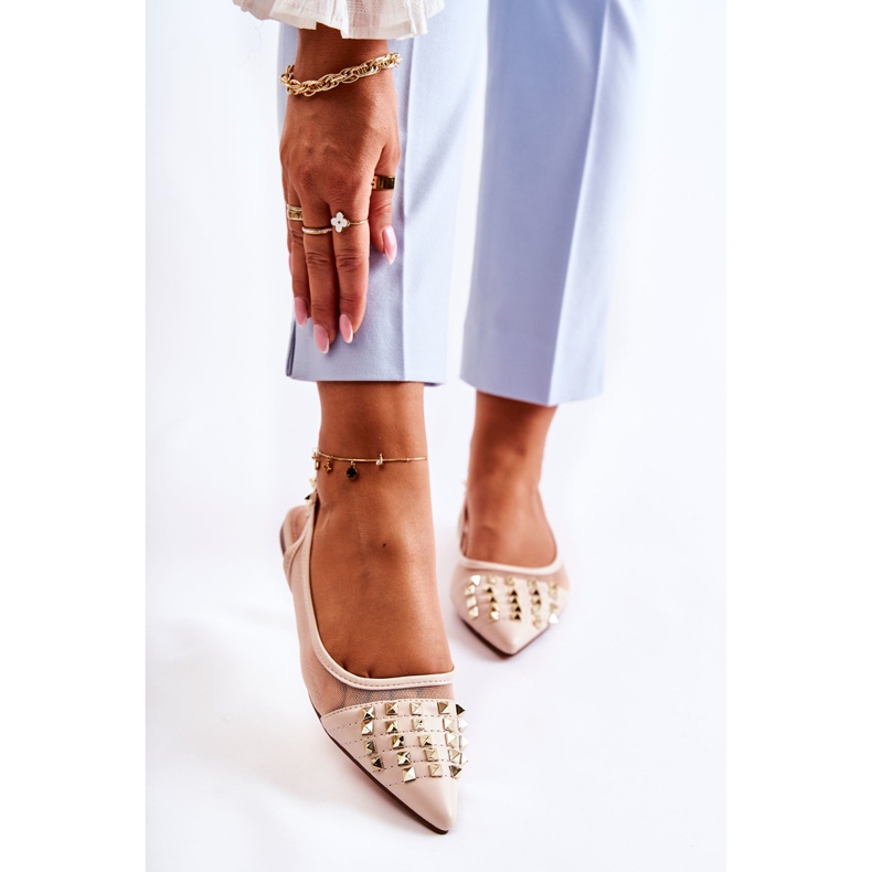 Women's Ballerinas With Studs Beige Kinley 1