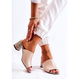 PA2 Leather Women's Slippers On High Heel Flowers Beige Nessita 2 PA2 Leather Women's Slippers On High Heel Flowers Beige Nessita 2