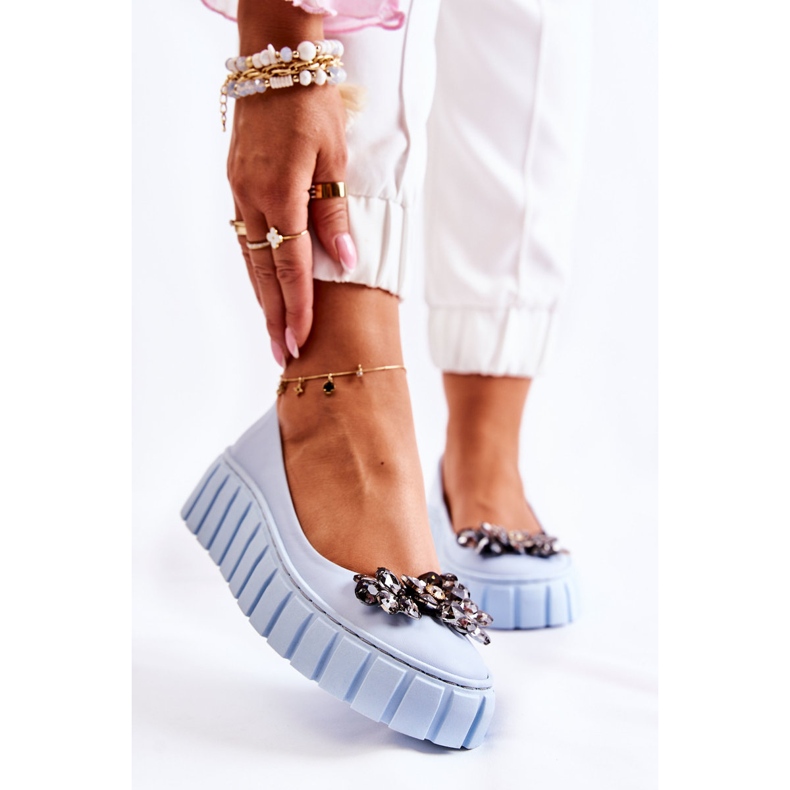 PA2 Leather Ballerinas On The Platform With A Blue Ladette Ornament 2