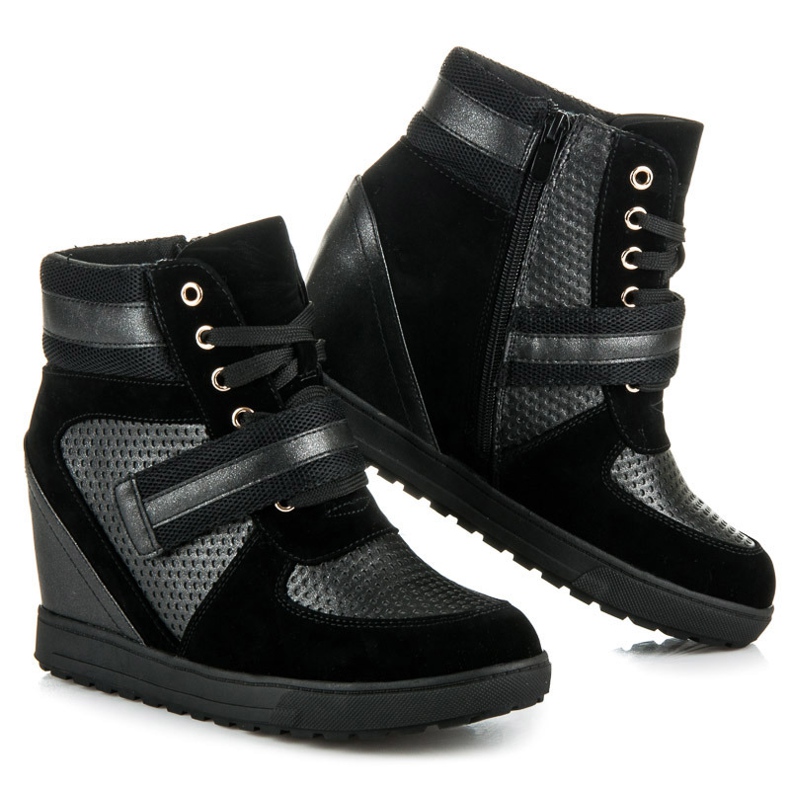 J. Star Lace-up wedge shoes black 2