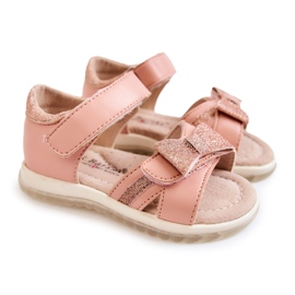 S.Barski Children's Leather Sandals With Velcro Pink Lolly 2