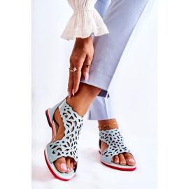 PA2 Leather Lightweight Openwork Sandals Light Blue Alima 2