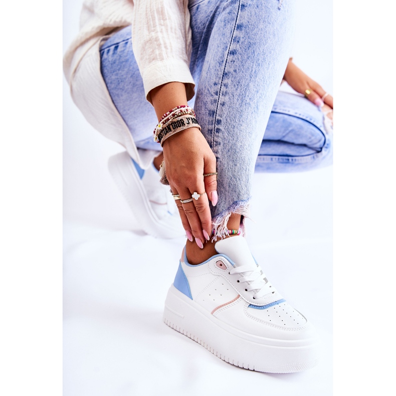 PS1 Women's Tied Sport Shoes Sneakers White and Blue Manila 2