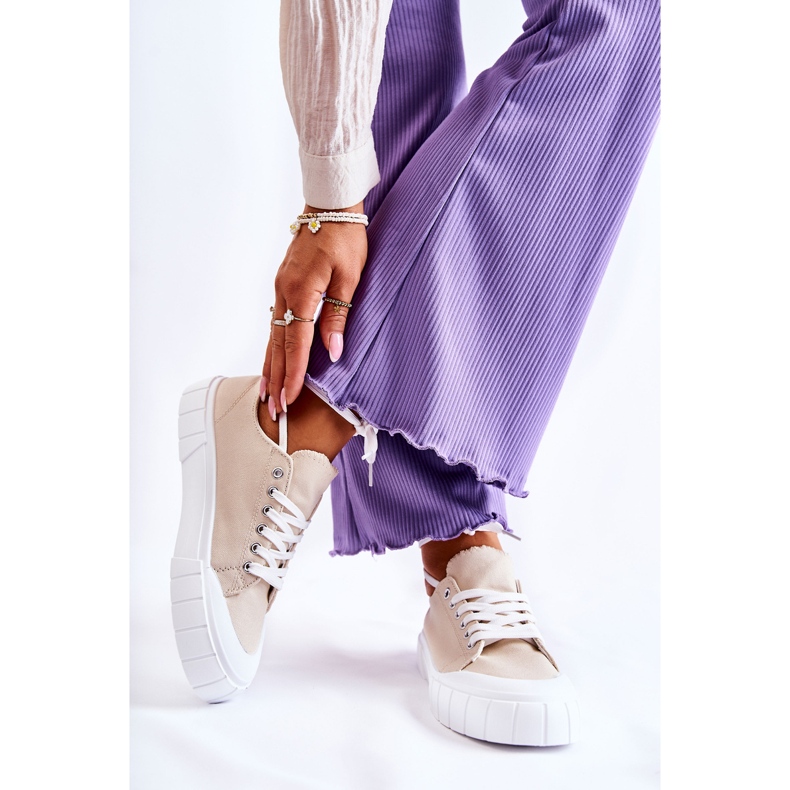 Women's Sneakers Beige Comes On the Platform 1
