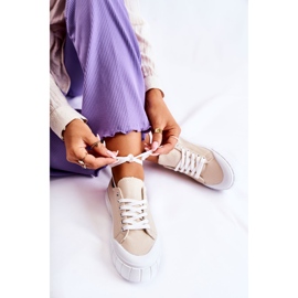 Women's Sneakers Beige Comes On the Platform 2