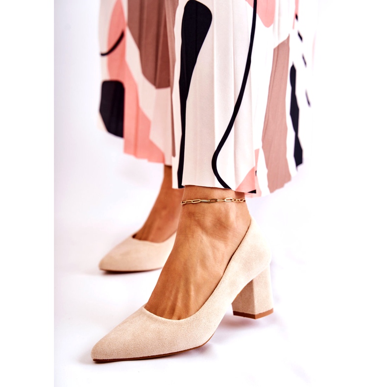 PS1 Classic Suede Pumps On A Bar Beige Lency 1