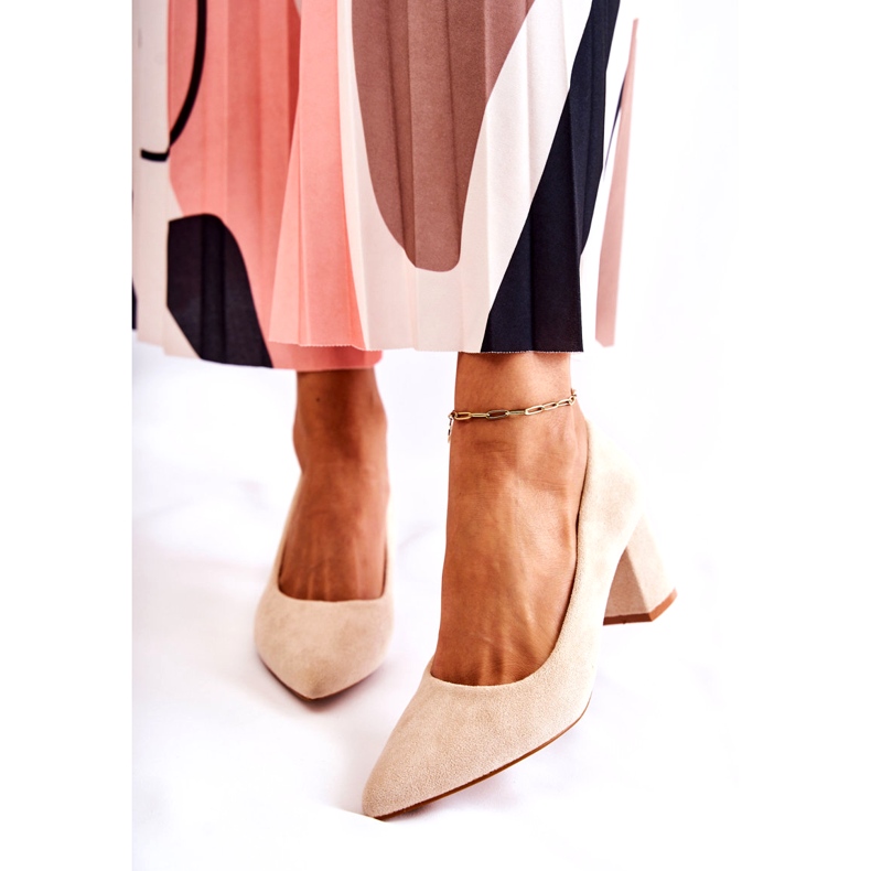 PS1 Classic Suede Pumps On A Bar Beige Lency 4