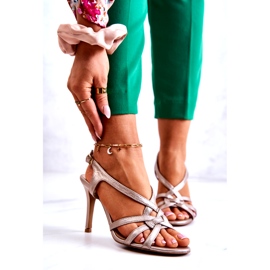 Leather Sandals High Heels Laura Messi 2002 Beige and Gold 1 Leather Sandals High Heels Laura Messi 2002 Beige and Gold 1