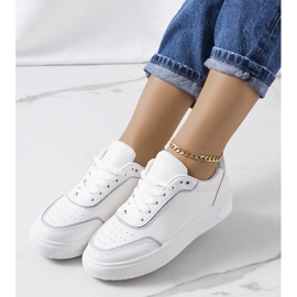 Dounya women's white sneakers silver 1