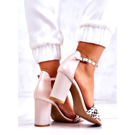 Lewski Shoes Leather Sandals Openwork Lewski 2869 Pearl Pink beige 5