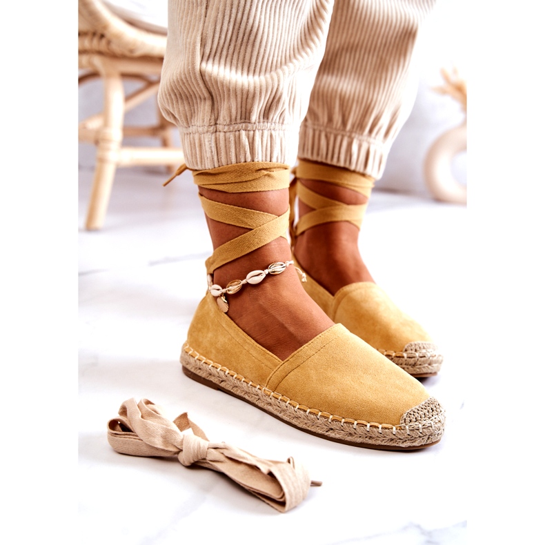 FB1 Tied Yellow Ismanne Suede Espadrilles 1