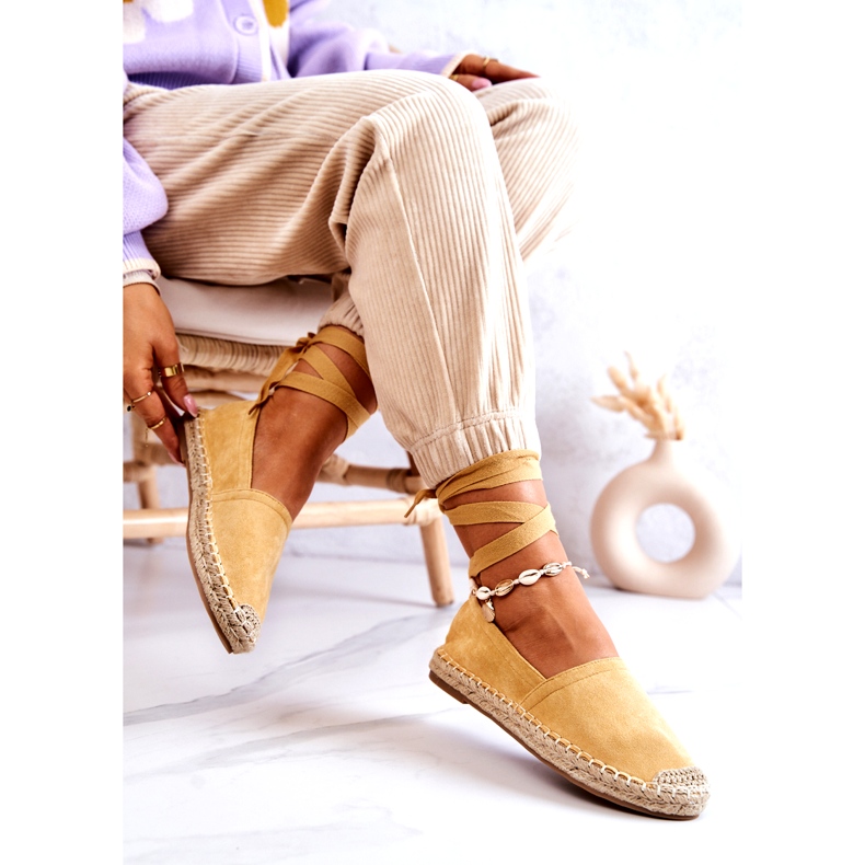 FB1 Tied Yellow Ismanne Suede Espadrilles 4