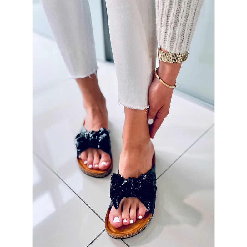 Cork slippers with a bow Amur Black 1