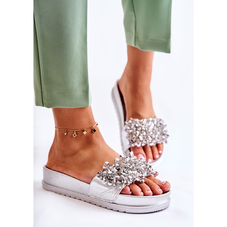 PG1 Women's Slippers On The Platform With Silver Almina Ornaments 1