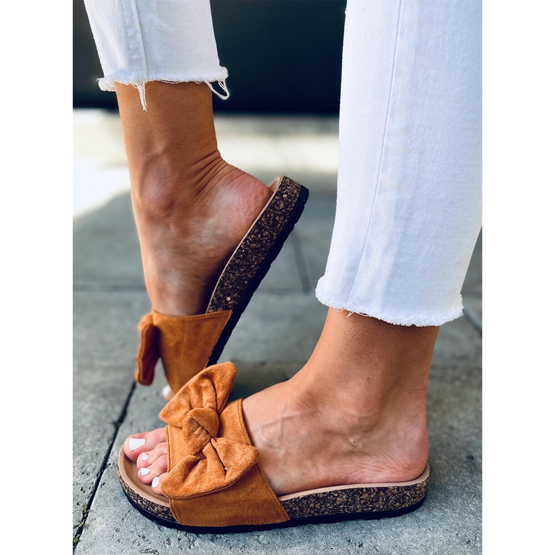 Kiara Camel cork slippers brown 2