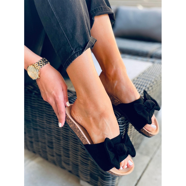 Kiara Black cork slides 2