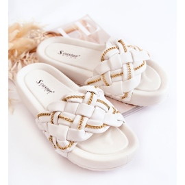 PS1 Women's Leather Slippers With A Chain White Soline 1