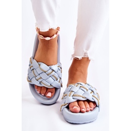 PS1 Women's Leather Slippers With A Chain Blue Soline 1 PS1 Women's Leather Slippers With A Chain Blue Soline 1