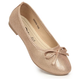 Girls' ballerinas with a bow pink eVento golden 1