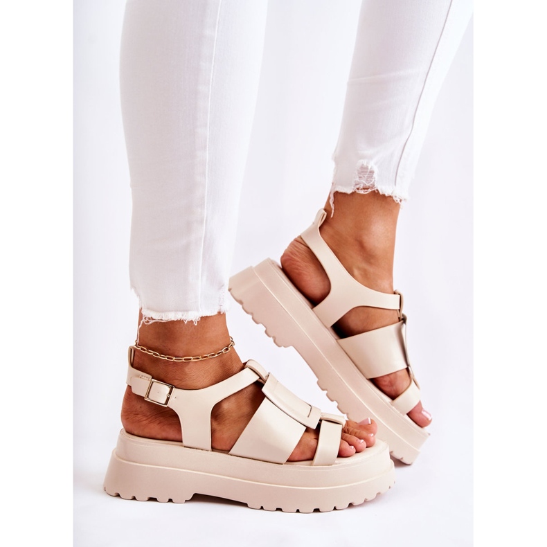 PS1 Women's Leather Sandals On The Beige Corene Platform 2