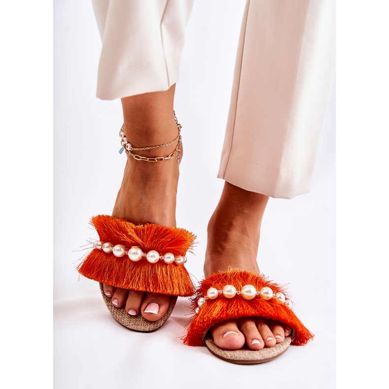 PG2 Women's Slippers With Decorative Orange Ramisa Belt 2