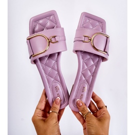 Women's Classic Leather Slippers With Violet Shilla Decoration purple 2