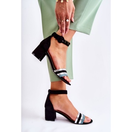 PG1 Fashionable Suede Sandals On A Low Heel Black Nallia blue silver 2