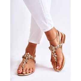 WS1 Women's Sandals Flip-flops With Cubic Zirconia Golden Solea 2