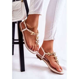 PG2 Fashionable sandals flip-flops with butterflies light beige Jennissa 1