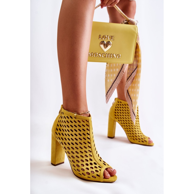 WT1 Yellow suede openwork boots from Jenissa 2