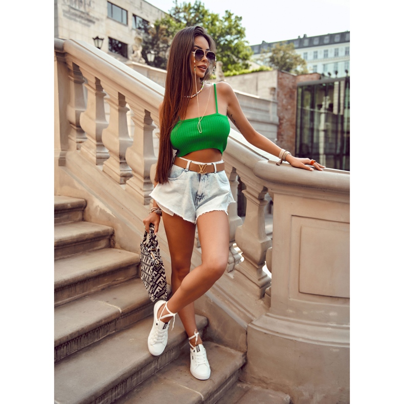 Women's leather sneakers with the inscription Big Star EE274316 White 2