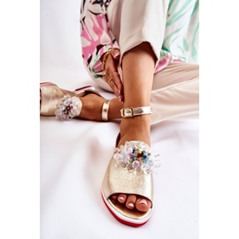 PA2 Women's Leather Sandals With Golden Nevassa Decoration 1 PA2 Women's Leather Sandals With Golden Nevassa Decoration 1