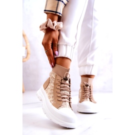 FW1 Fashionable Sneakers High Sock Beige Collin 1