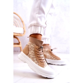 FW1 Fashionable Sneakers High Sock Beige Collin 2