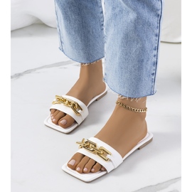 White elegant slippers with a Cherell chain 2