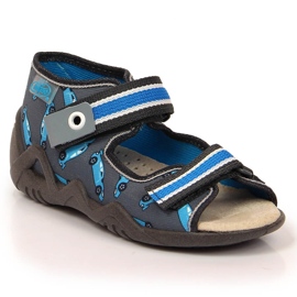 Boys' Velcro slippers with racer gray and blue Befado grey 2