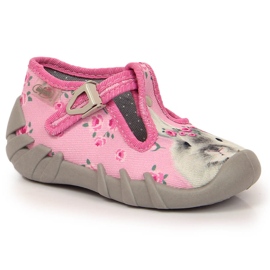 Girls' slippers with rabbit pink Befado 2
