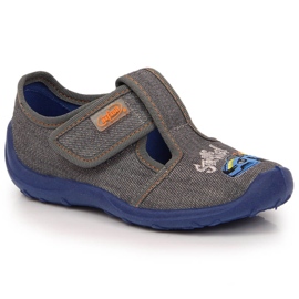 Boys slippers with velcro gray Befado car 1