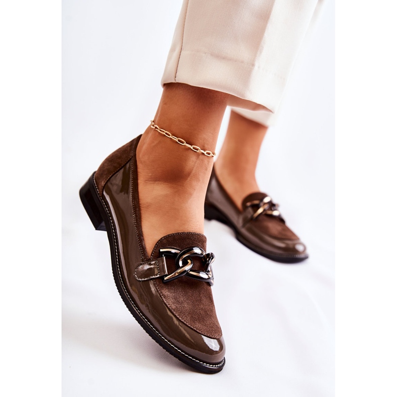Classic Loafers With Chain Laura Messi 2531 Brown 1