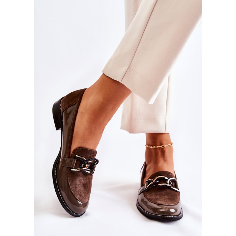 Classic Loafers With Chain Laura Messi 2531 Brown 2
