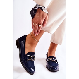 Classic Loafers With Chain Laura Messi 2531 Navy Blue 2