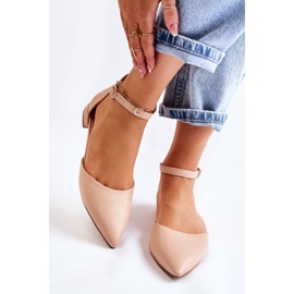 WD1 Women's Leather Ballerinas Sandals In Spitz Beige Caprise 1