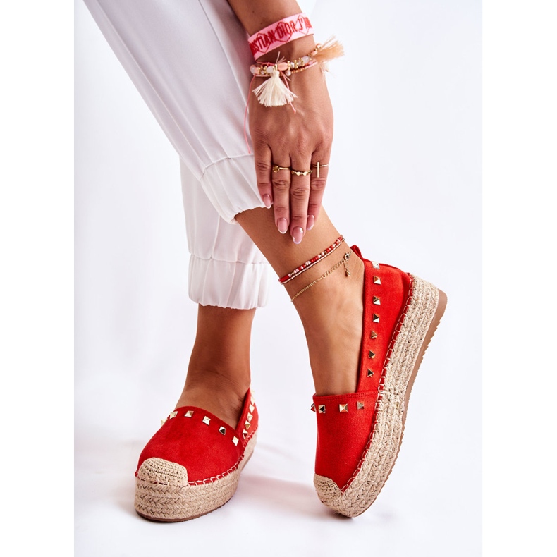 WT1 Women's Espadrilles With Red Laross Studs 2
