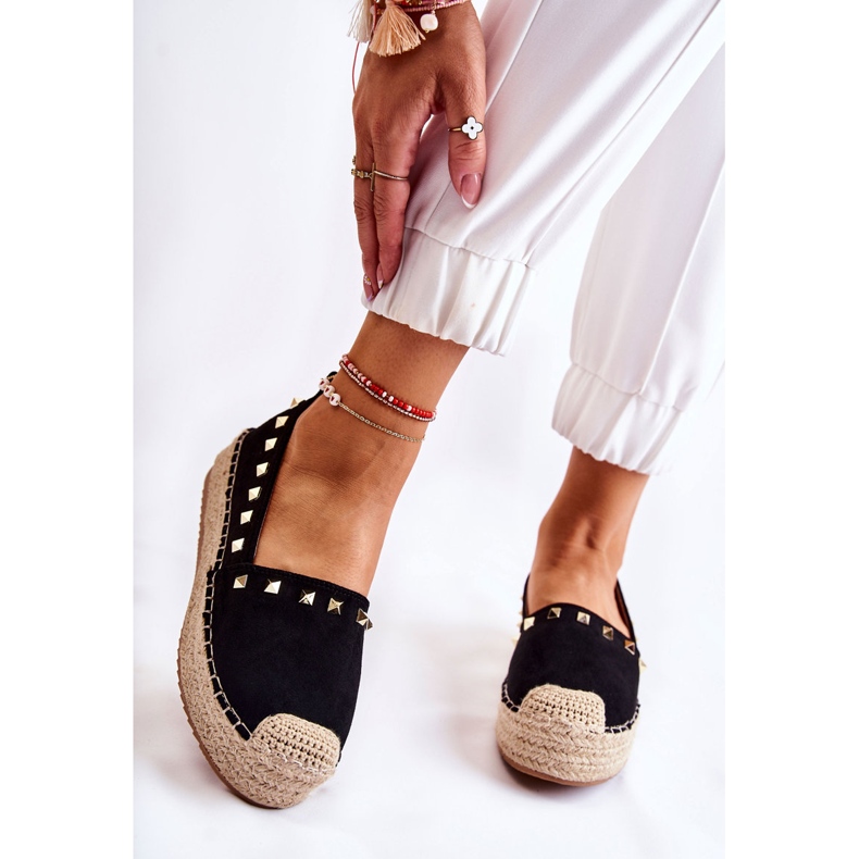 WT1 Women's Espadrilles With Studs Black Laross 1
